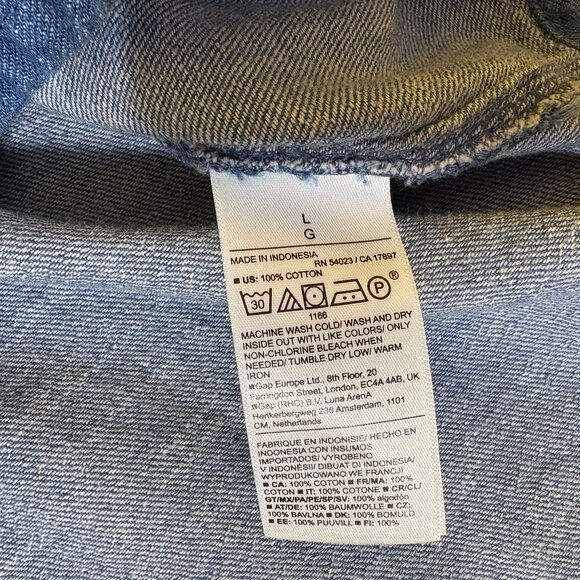 Old Navy Womens Denim Ruffle Collar Button Down Top Size‎ Large Balloon Sleeves - Picture 3 of 8